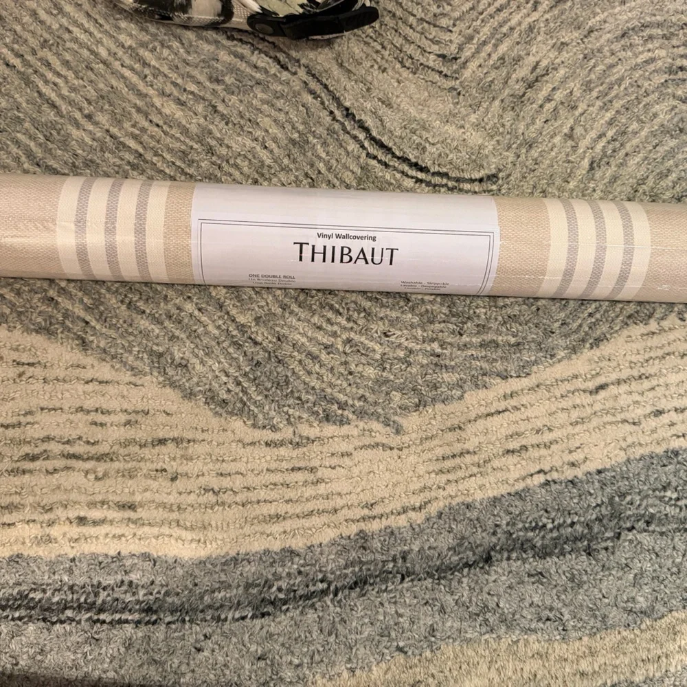 Pavilion Canvas Stripe Wallpaper - Cream and White